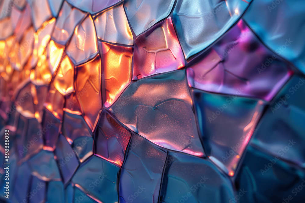 Poster abstract metallic geometric pattern with a smooth gradient effect transitioning from violet to plati