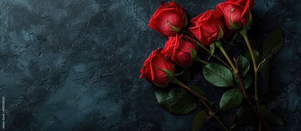 Poster Design element featuring a bunch of roses on a dark backdrop with ample copy space image for a backdrop