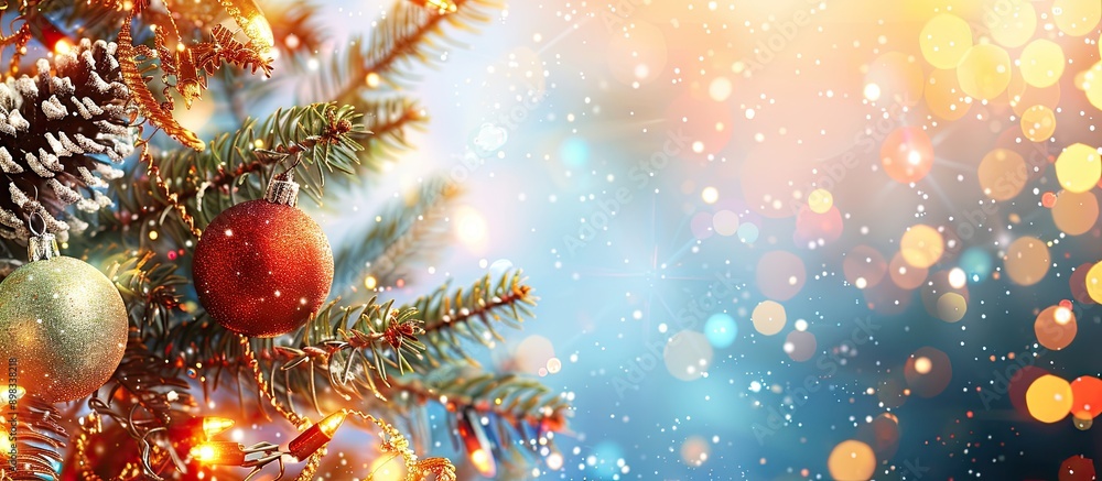 Poster vibrant christmas and new year decorations for a background wallpaper or design template featuring c