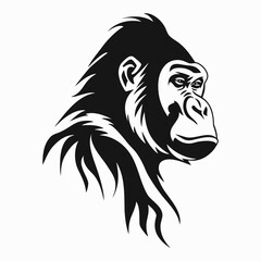 Head gorilla silhouette. Animal mascot logotype, icon