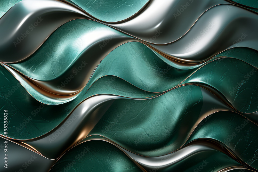 Aufkleber stylish depiction of abstract metallic patterns with a smooth gradient blend of green and silver,