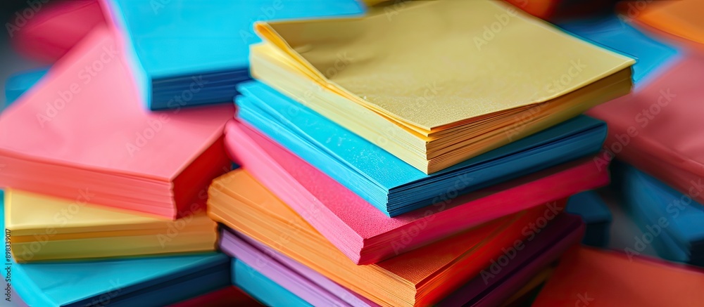 Poster colorful sticky note stacks with ample copy space image