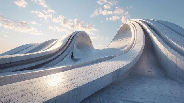 Futuristic architecture of large and curved structures