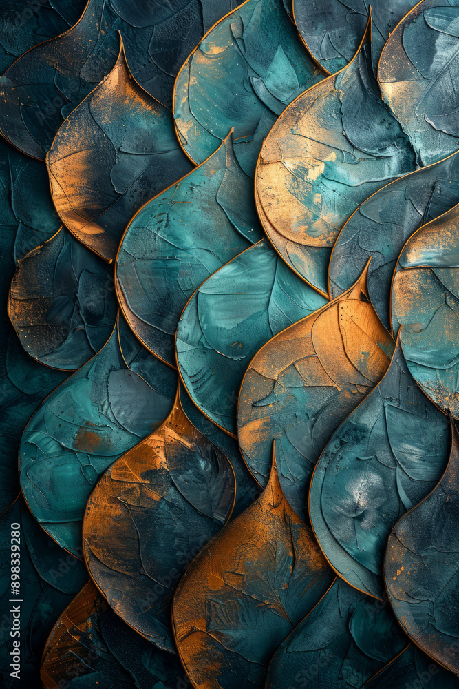 Aufkleber elegant abstract design of metallic patterns with a smooth gradient transition from gold to teal,
