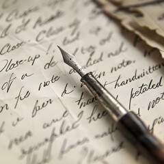 Vintage handwritten letter with a classic fountain pen, evoking a sense of history and personal correspondence.