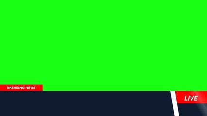 Breaking news tv banner, banner layout design template for main broadcast news headlines, video and media channels, set of banners in red and black, breaking news tv banner on green screen background