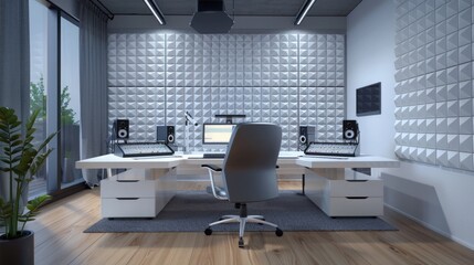 Fototapeta premium Create Your Own Modern Home Recording Studio Equipped With Acoustic Panels
