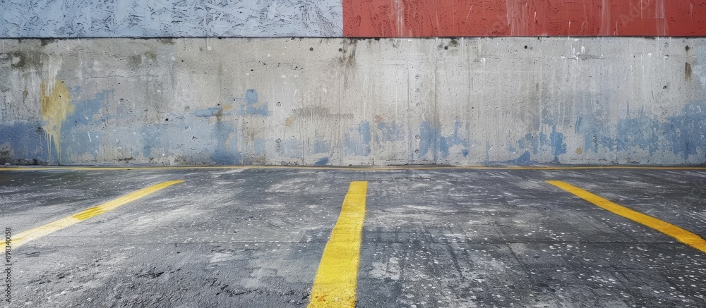 Poster detailed traffic paint on a cement floor with ample copy space image