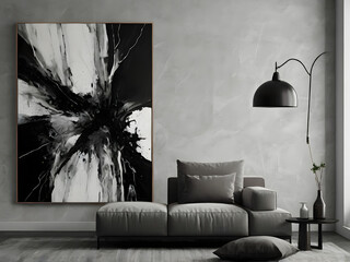 Printable poster - Urban decay, in black and white minimalist shades. Beauty in chaos. Abstract art.