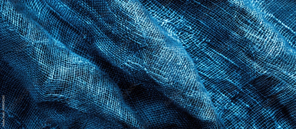 Aufkleber close up image of peruvian blue thread on an abstract fabric texture suitable as a copy space image 