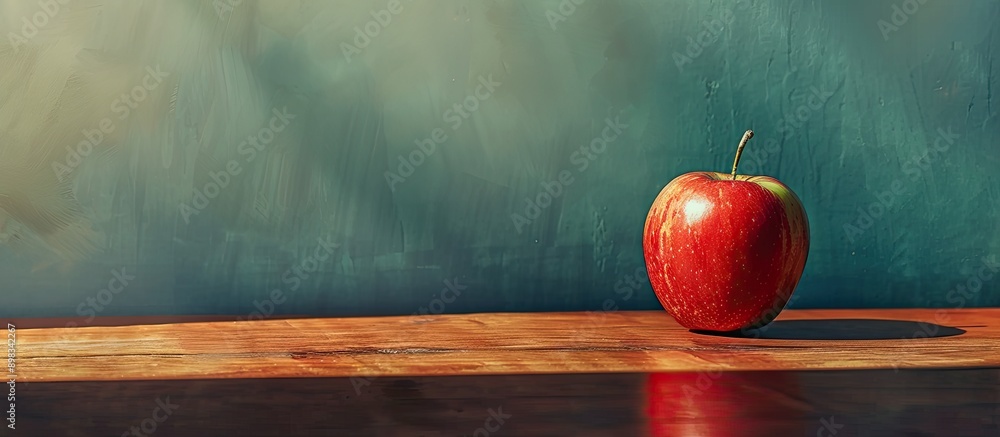 Aufkleber An apple placed on a table with ample copy space image provides a simple yet visually appealing setting