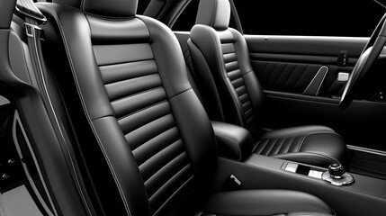 The Sleek Black Leather Seats Create a Sophisticated Look in the Ultra-Modern Car Interior