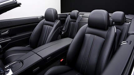 The Luxury Convertible Car Is Equipped With Elegant Black Leather Seats