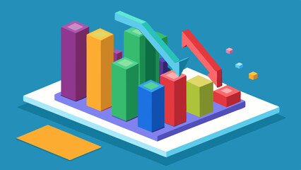 3d Business graph downward vector arts illustration