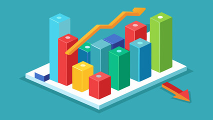 3d Business graph downward vector arts illustration