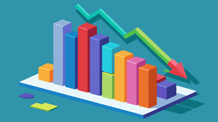 3d Business graph downward vector arts illustration