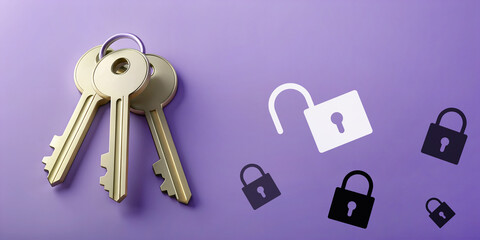 Abstract background. Key Ideas and Leaders with Business Solutions with the Best Options. purple, Development, Unlock, Hand, Choosing, Success