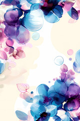 A charming floral frame of flowers and plant leaves, featuring watercolor florals for a touch of elegance. Perfect for wedding, greeting, and gift cards, as well as decorative backgrounds.