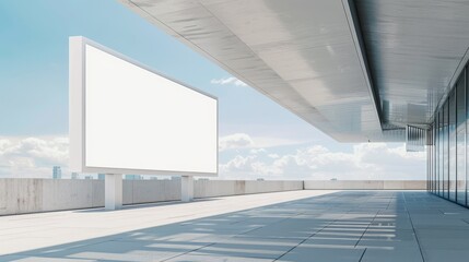 Blank Billboard on a Modern Rooftop