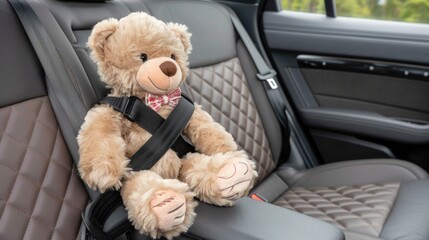 Teddy Bear Safely Buckled In Car Seat for a Smooth Ride