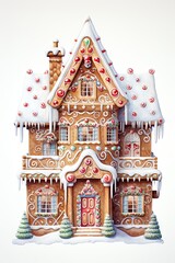 Gingerbread house representation confectionery architecture.