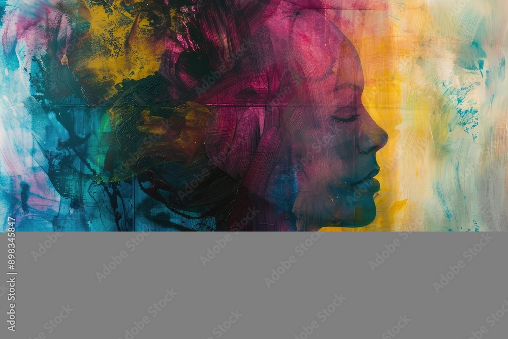 Poster layers of translucent color creating a sense of depth, colorful fabric with rainbow pattern, perfect