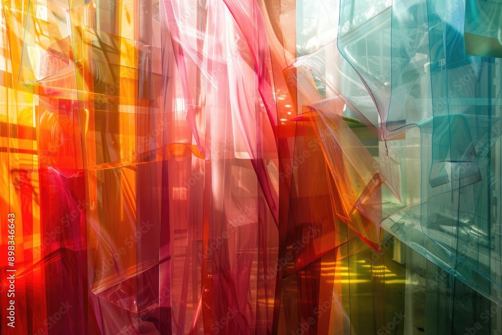 Poster layers of translucent color creating a sense of depth, ai generated