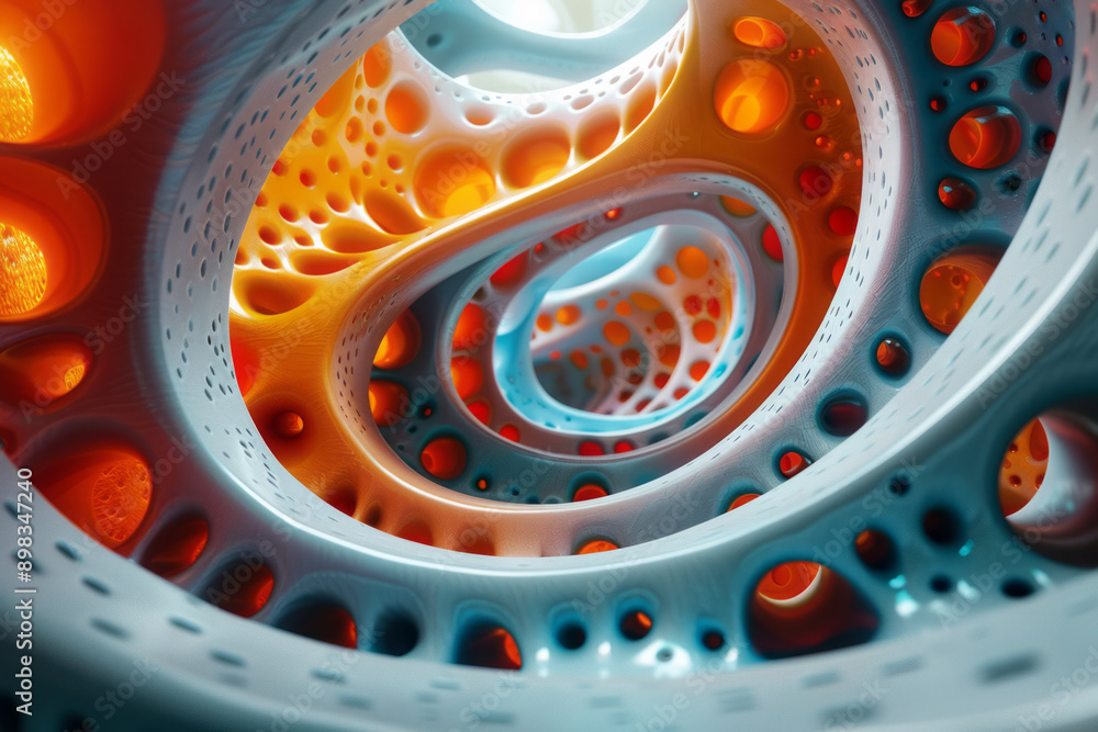 Aufkleber artistic interpretation of a 3d scene filled with dynamic and colorful circular patterns,