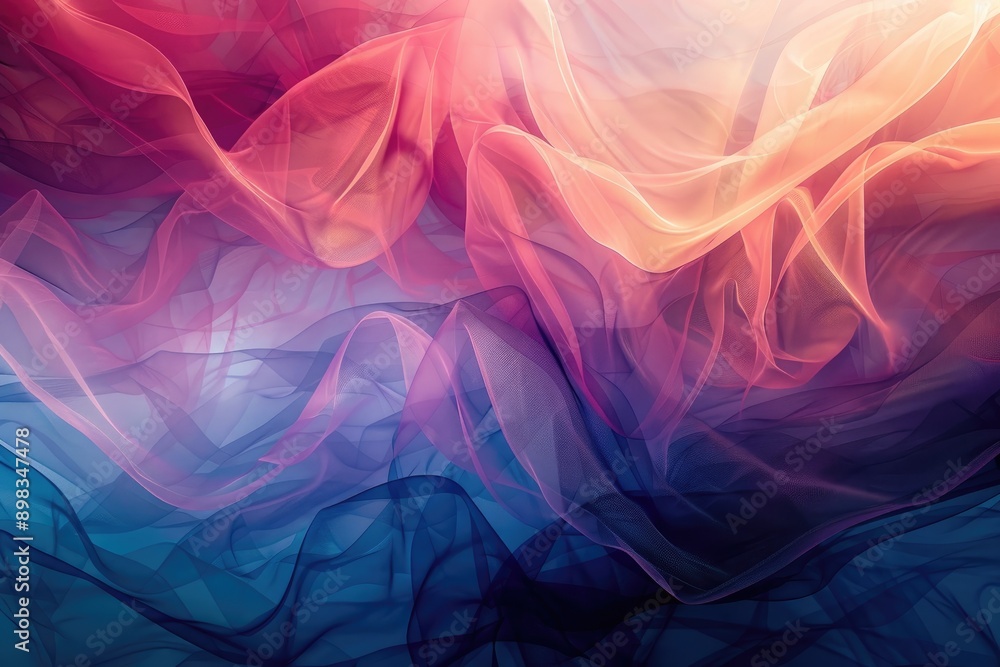 Poster layers of translucent color creating a sense of depth, colorful fabric with rainbow pattern, perfect