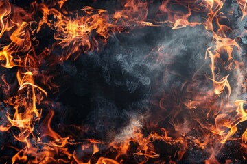 Obraz premium A blank center surrounded by a frame made from fire