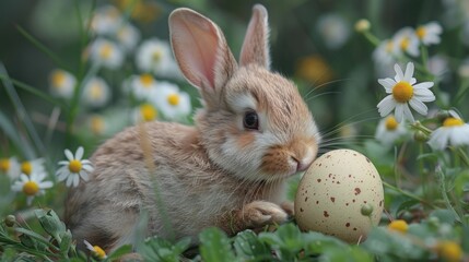 Fototapeta premium Cute Bunny Rabbit with Easter Egg