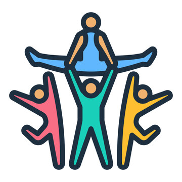 gymnasts performing split pose, colorful style clip art preview