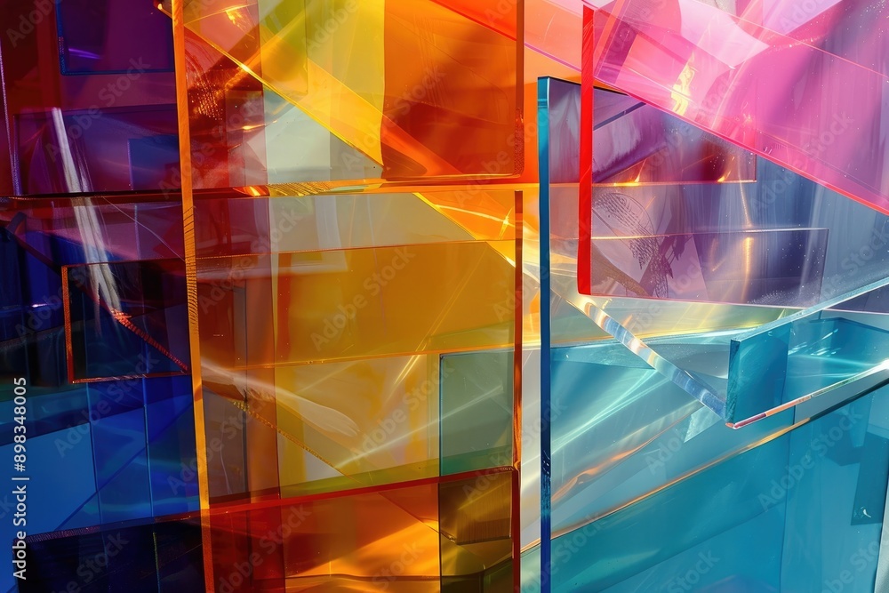 Poster layers of translucent color creating a sense of depth, ai generated