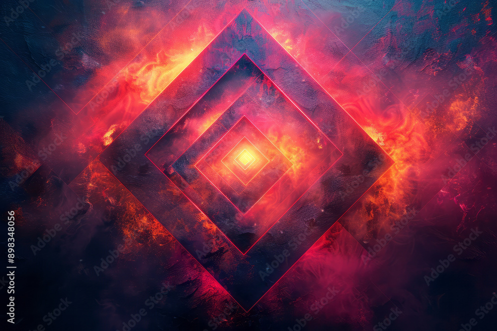 Aufkleber clean and modern depiction of a neon geometric pattern in retro style, creating a captivating visual