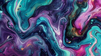Abstract colorful paint swirling creating intriguing patterns and shapes