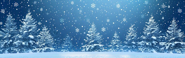 Obraz premium Tranquil Winter Wonderland Snow Covered Pines and Serene Sky