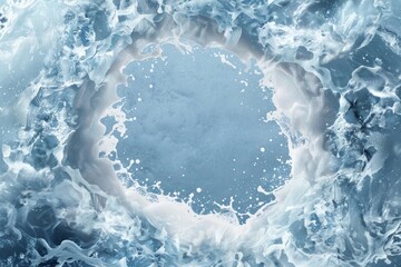 A blank center surrounded by a frame made from water 