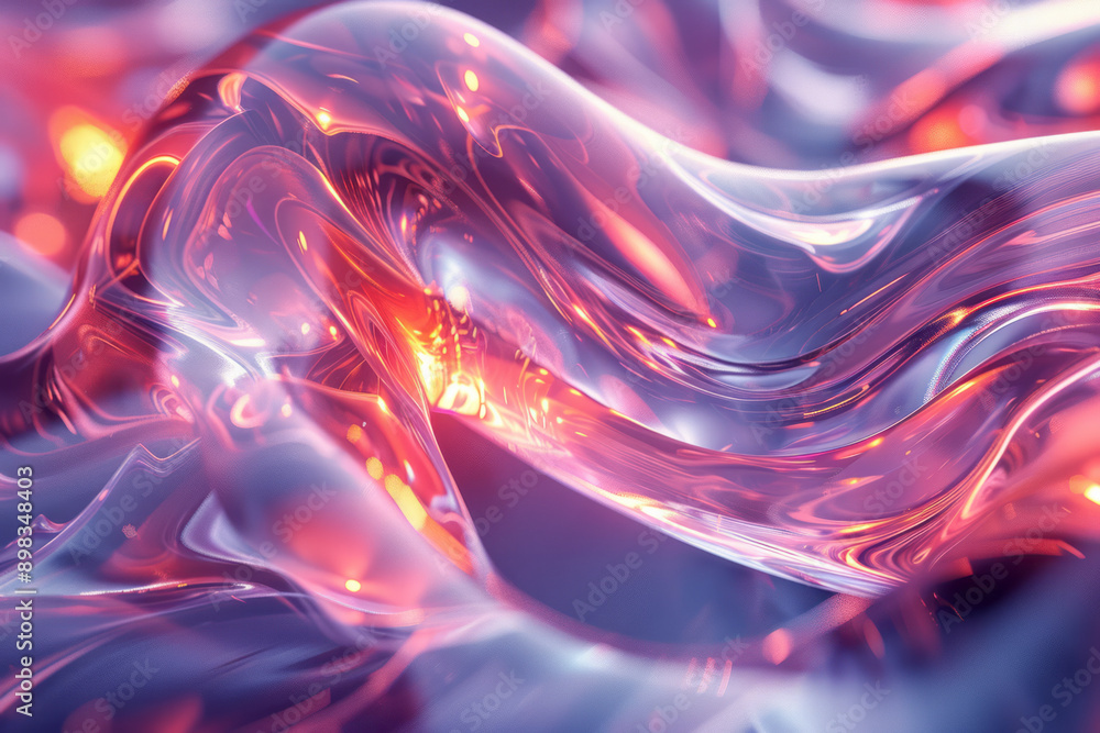 Poster abstract 3d visualization showcasing advanced shapes with vibrant glowing elements in a harmonious c