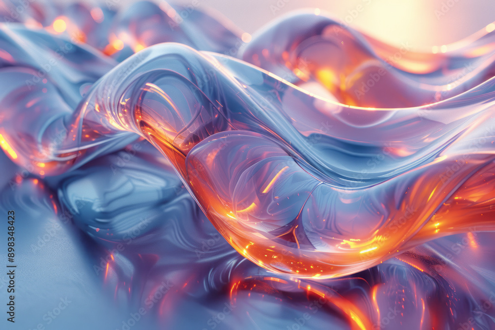 Poster abstract 3d visualization showcasing advanced shapes with vibrant glowing elements in a harmonious c
