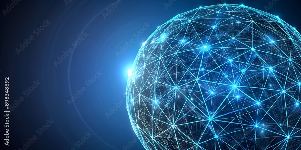 Aufkleber abstract blue plexus sphere wire frame background ai-generated content