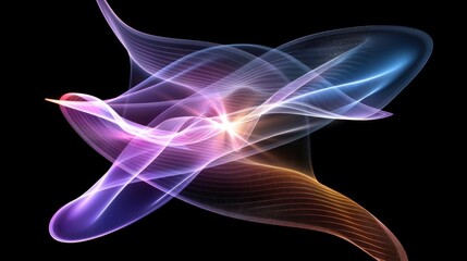 Fototapeta premium Abstract light trails flowing on black background