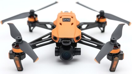 Orange and Black Drone with Propellers