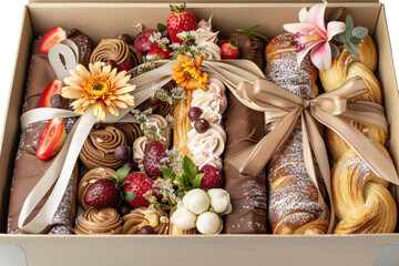 Cannoli Pain au Chocolat Gift Box Delight Isolated On Transparent Background