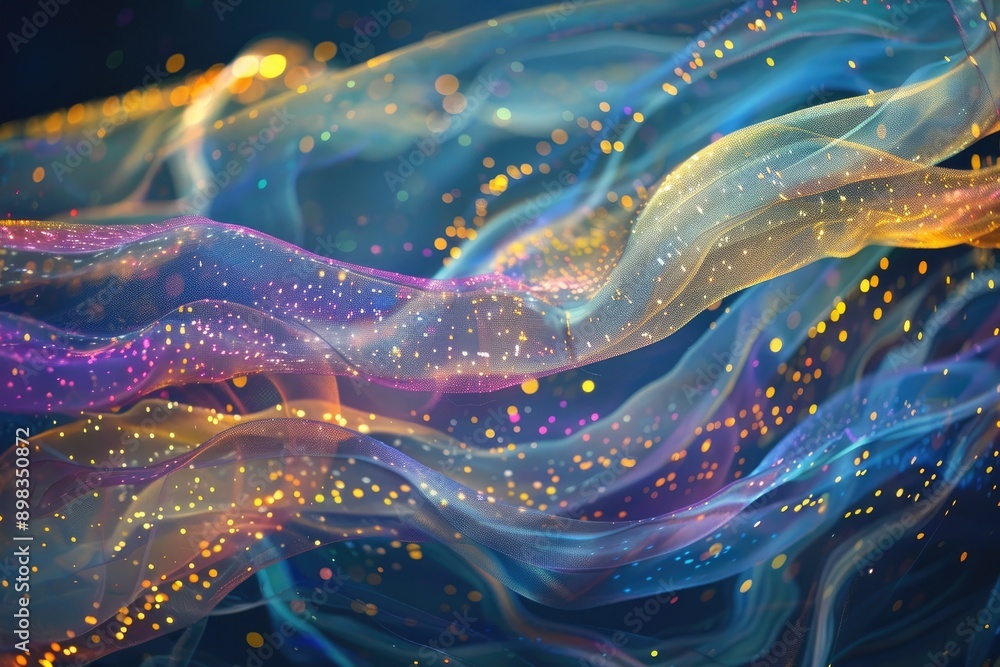 Poster luminous patterns of light stretching across the canvas, ai generated