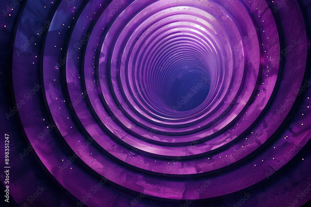 Poster abstract design featuring concentric circles with bold purple dots arranged in a captivating pattern