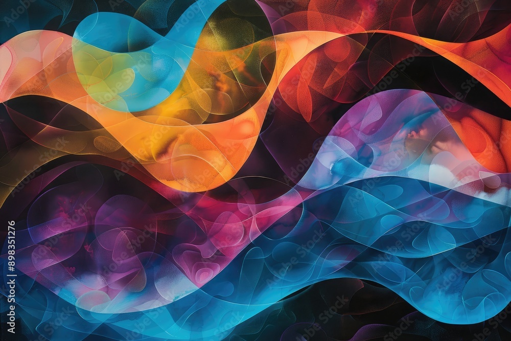 Poster luminous patterns of light stretching across the canvas, ai generated