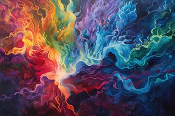 Obraz premium Luminous waves of energy pulsating across the canvas, AI generated