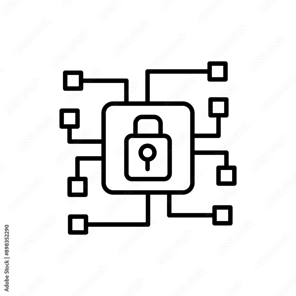 Poster data encryption outline icons, minimalist vector illustration ,simple transparent graphic element .i