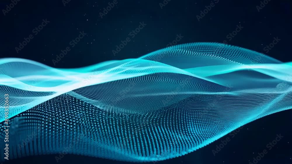 Poster fluid blue waves backdrop with dynamic line patterns