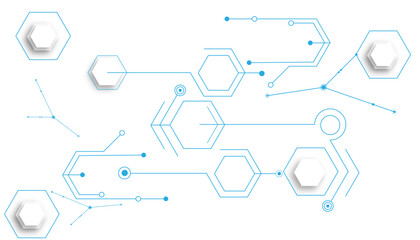 Geometric hexagon. Computer network concept.Vector white technology hexagon background.